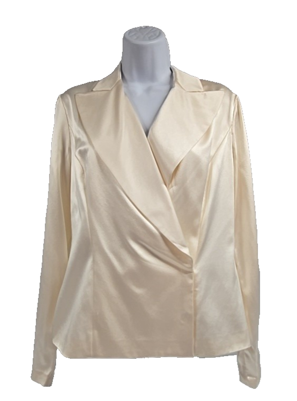Talbots Womens Pure Silk Cross Over Ivory Blazer Jacket Top Lined Size 8